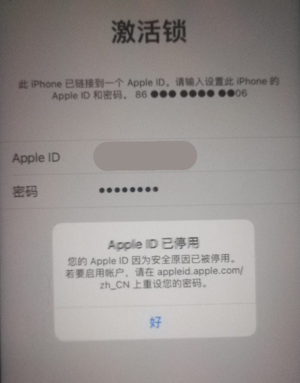 郾城苹果手机维修分享iPhone 12 出现提示“Apple ID 已停用”怎么办 